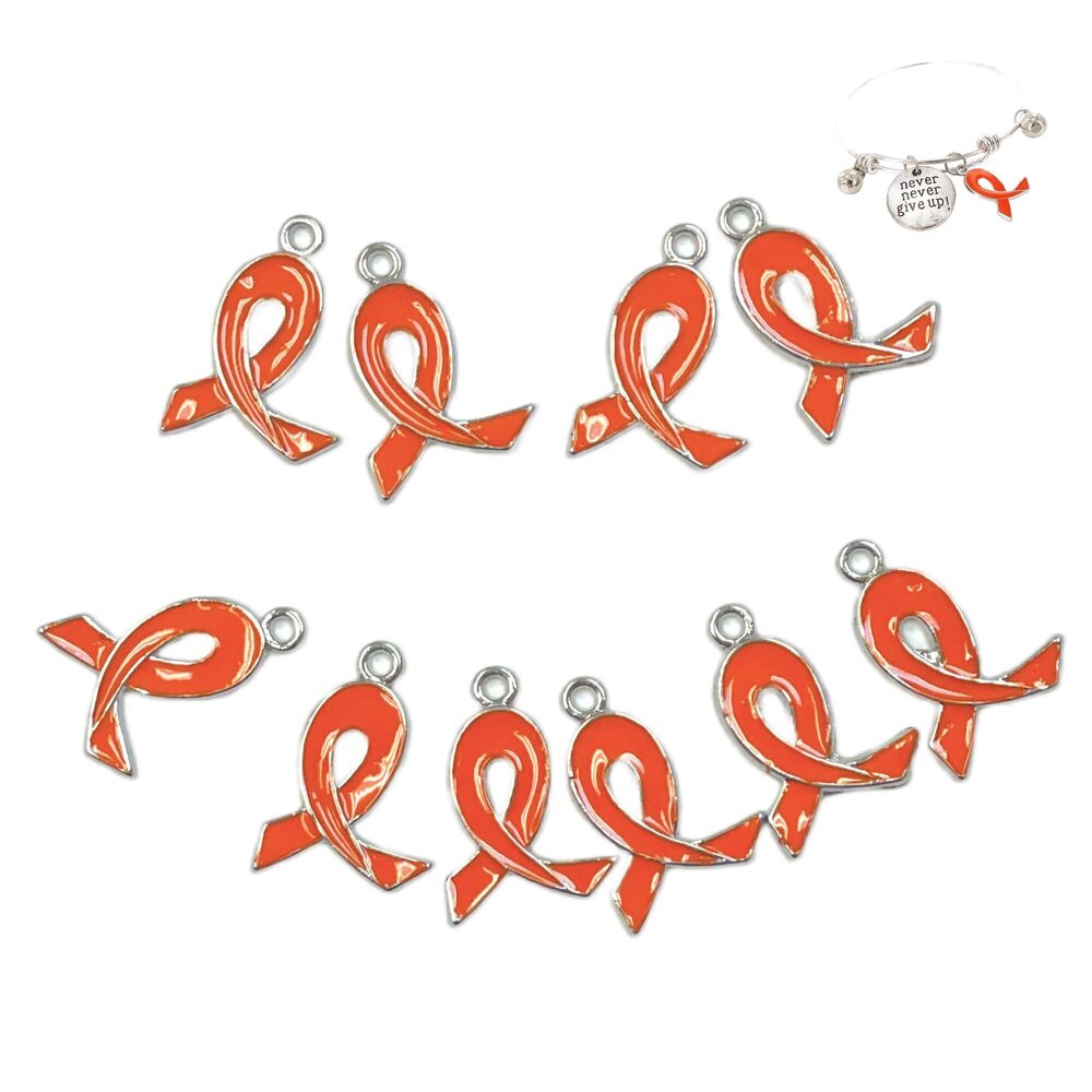 9291 Ribbon Charms For Jewelry Making, Orange Ribbon Kidney Cancer